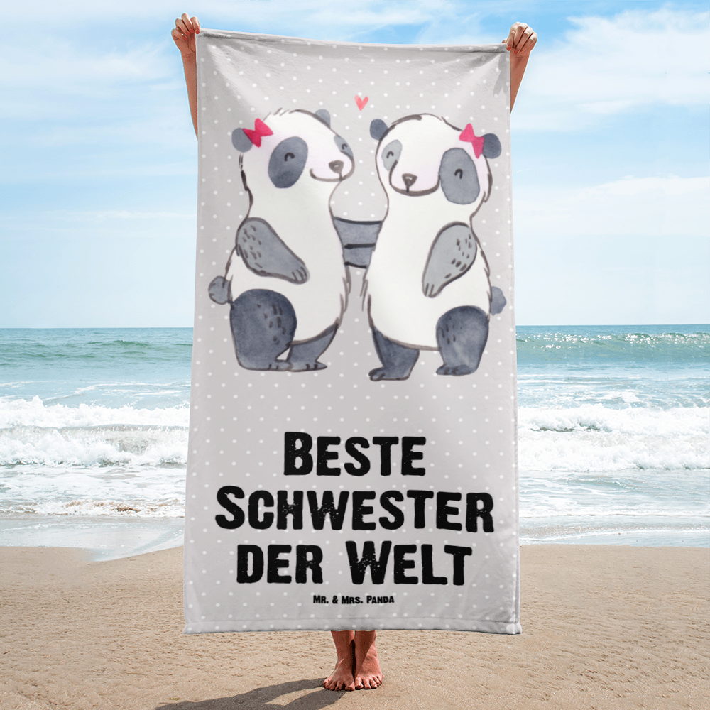 XL Badehandtuch Panda Beste Schwester der Welt Handtuch, Badetuch, Duschtuch, Strandtuch, Saunatuch, für, Dankeschön, Geschenk, Schenken, Geburtstag, Geburtstagsgeschenk, Geschenkidee, Danke, Bedanken, Mitbringsel, Freude machen, Geschenktipp, Schwestern, Schwester, Geschwister, Schwesterherz, Sister, Familie, Kleinigkeit, Beste, Tochter, Liebe, Kinder