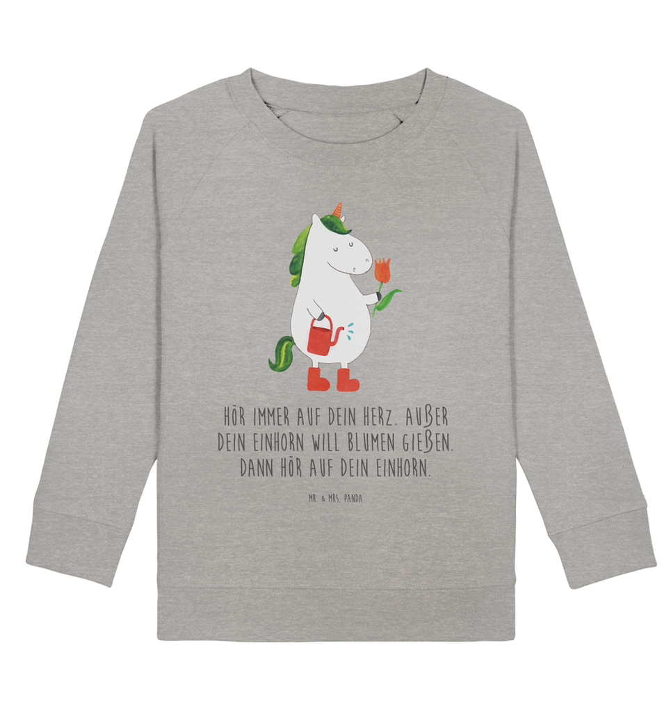 Organic Kinder Pullover Einhorn Gärtner Kinder Pullover, Kinder Sweatshirt, Jungen, Mädchen, Einhorn, Einhörner, Einhorn Deko, Pegasus, Unicorn, Luftballon, Gießkanne, Giesskanne, Lebenslust, Freude, Blume, Freundin, Garten, Stiefel