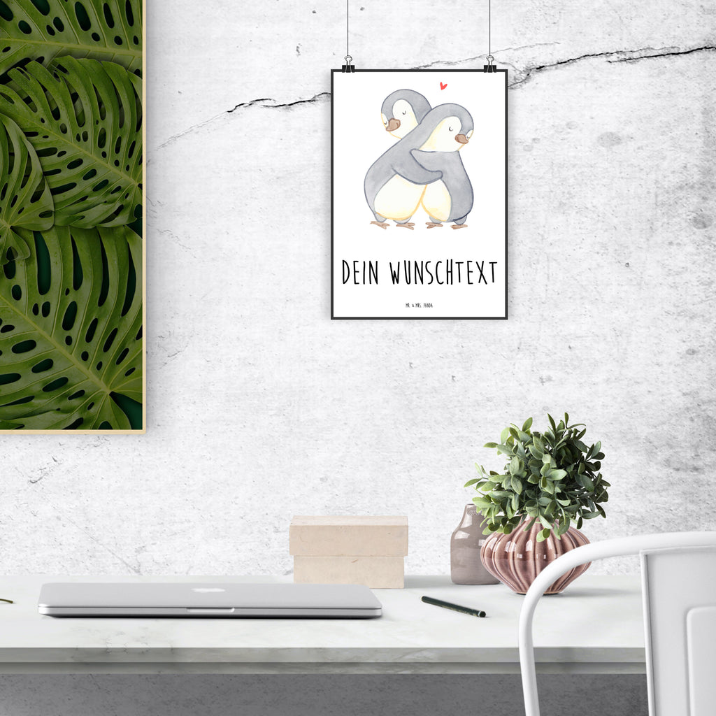 Personalisiertes Poster Pinguine Kuscheln