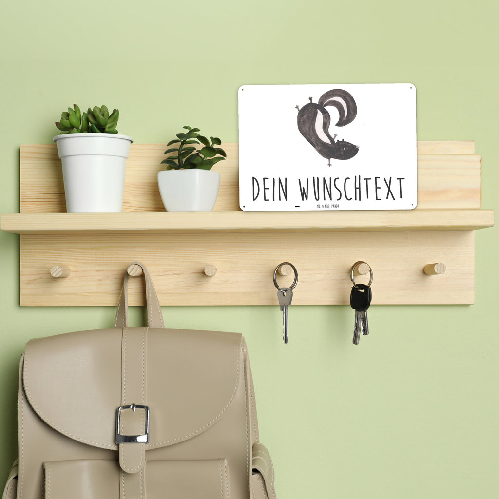 Personalisiertes Blechschild Stinktier Handstand Blechschild, Metallschild, Geschenk Schild, Schild, Magnet-Metall-Schild, Deko Schild, Wandschild, Wand-Dekoration, Türschild, Stinktier, Skunk, Wildtier, Raubtier, Stinker, Stinki, Spielplatz, verpielt, Kind