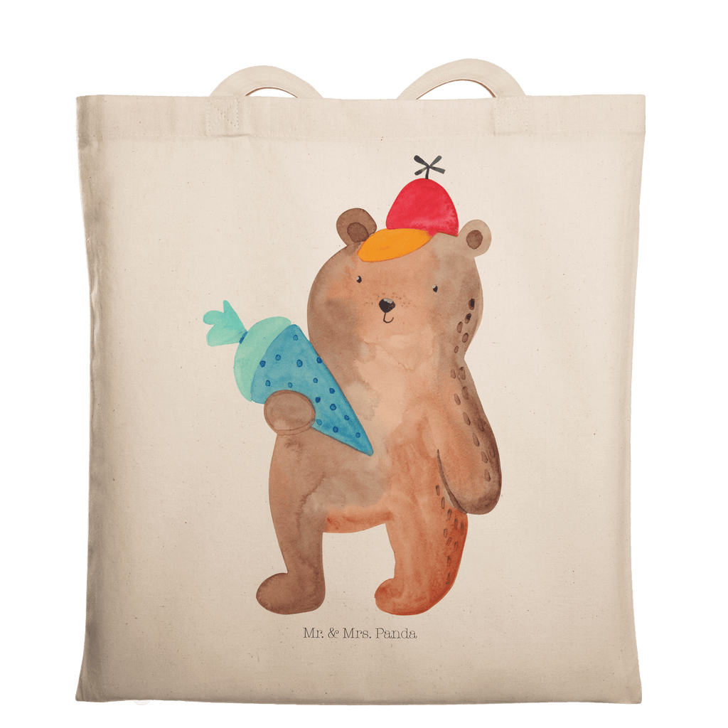 Tragetasche Bär mit Schultüte Beuteltasche, Beutel, Einkaufstasche, Jutebeutel, Stoffbeutel, Tasche, Shopper, Umhängetasche, Strandtasche, Schultertasche, Stofftasche, Tragetasche, Badetasche, Jutetasche, Einkaufstüte, Laptoptasche, Bär, Teddy, Teddybär, Bär Motiv, Schultüte, Erster Schultag Geschenk, Einschulung Geschenk, Schule Geschenk, Grundschule, Schulanfang, Schulbeginn