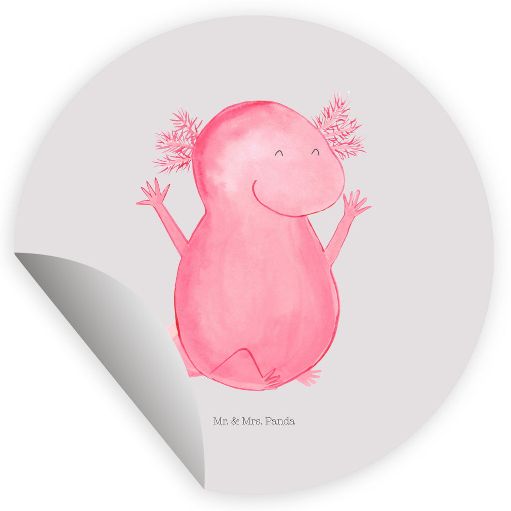 Rund Aufkleber Axolotl Hurra Sticker, Aufkleber, Etikett, Axolotl, Molch, Axolot, Schwanzlurch, Lurch, Lurche, fröhlich, Spaß, Freude, Motivation, Zufriedenheit