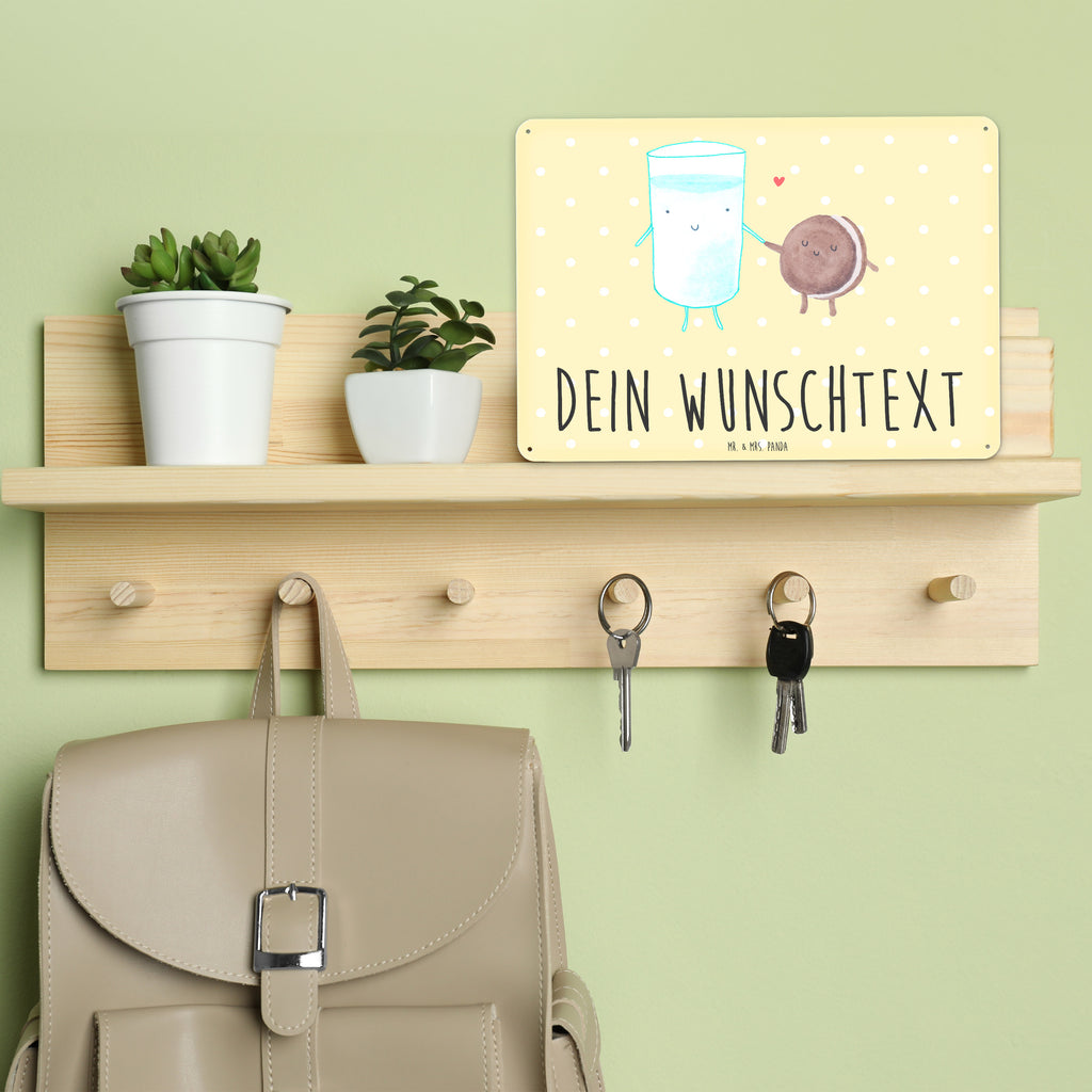 Personalisiertes Blechschild Milch Keks Blechschild, Metallschild, Geschenk Schild, Schild, Magnet-Metall-Schild, Deko Schild, Wandschild, Wand-Dekoration, Türschild, Tiermotive, Gute Laune, lustige Sprüche, Tiere, Milk, Cookie, Milch, Keks, Kekse, Kaffee, Einladung Frühstück, Motiv süß, romantisch, perfektes Paar