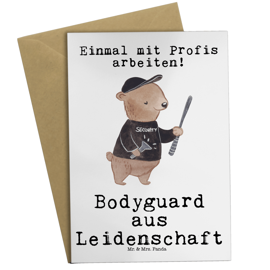 Grußkarte Bodyguard aus Leidenschaft Grußkarte, Klappkarte, Einladungskarte, Glückwunschkarte, Hochzeitskarte, Geburtstagskarte, Karte, Ansichtskarten, Beruf, Ausbildung, Jubiläum, Abschied, Rente, Kollege, Kollegin, Geschenk, Schenken, Arbeitskollege, Mitarbeiter, Firma, Danke, Dankeschön, Bodyguard, Personenschützer