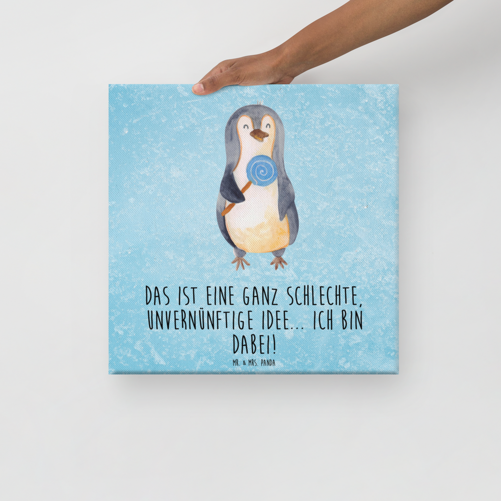 Leinwand Bild Pinguin Lolli Leinwand, Bild, Kunstdruck, Wanddeko, Dekoration, Pinguin, Pinguine, Lolli, Süßigkeiten, Blödsinn, Spruch, Rebell, Gauner, Ganove, Rabauke