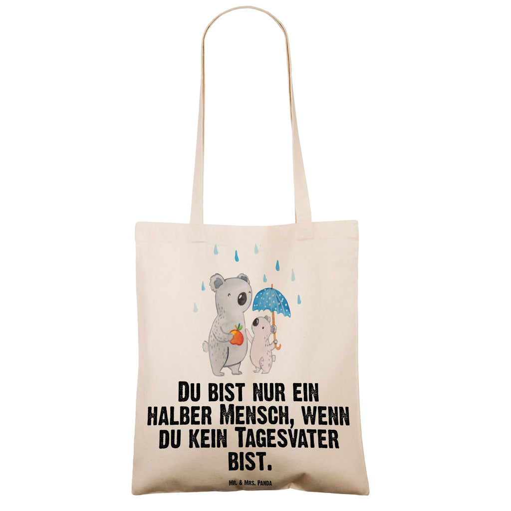 Tragetasche Tagesvater mit Herz Beuteltasche, Beutel, Einkaufstasche, Jutebeutel, Stoffbeutel, Tasche, Shopper, Umhängetasche, Strandtasche, Schultertasche, Stofftasche, Tragetasche, Badetasche, Jutetasche, Einkaufstüte, Laptoptasche, Beruf, Ausbildung, Jubiläum, Abschied, Rente, Kollege, Kollegin, Geschenk, Schenken, Arbeitskollege, Mitarbeiter, Firma, Danke, Dankeschön