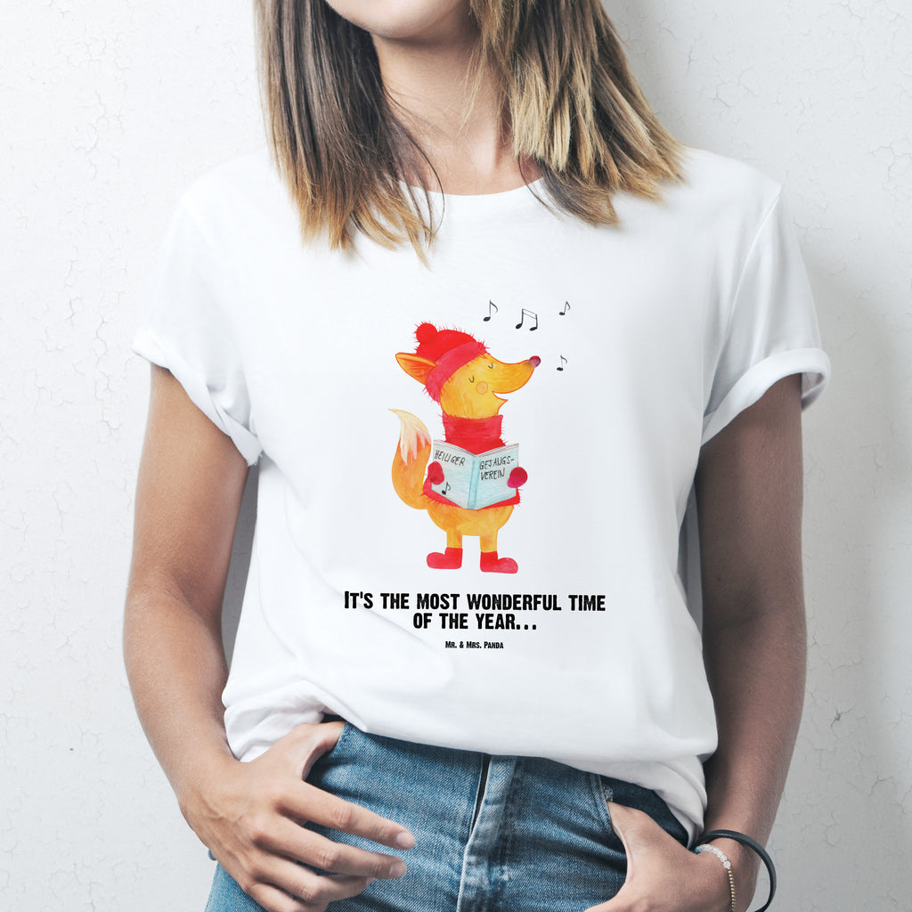 Personalisiertes T-Shirt Fuchs Sänger T-Shirt Personalisiert, T-Shirt mit Namen, T-Shirt mit Aufruck, Männer, Frauen, Wunschtext, Bedrucken, Winter, Weihnachten, Weihnachtsdeko, Nikolaus, Advent, Heiligabend, Wintermotiv, Fuchs, Füchse, Sänger, Geschenk Sänger, Singen, Weihnachtslieder