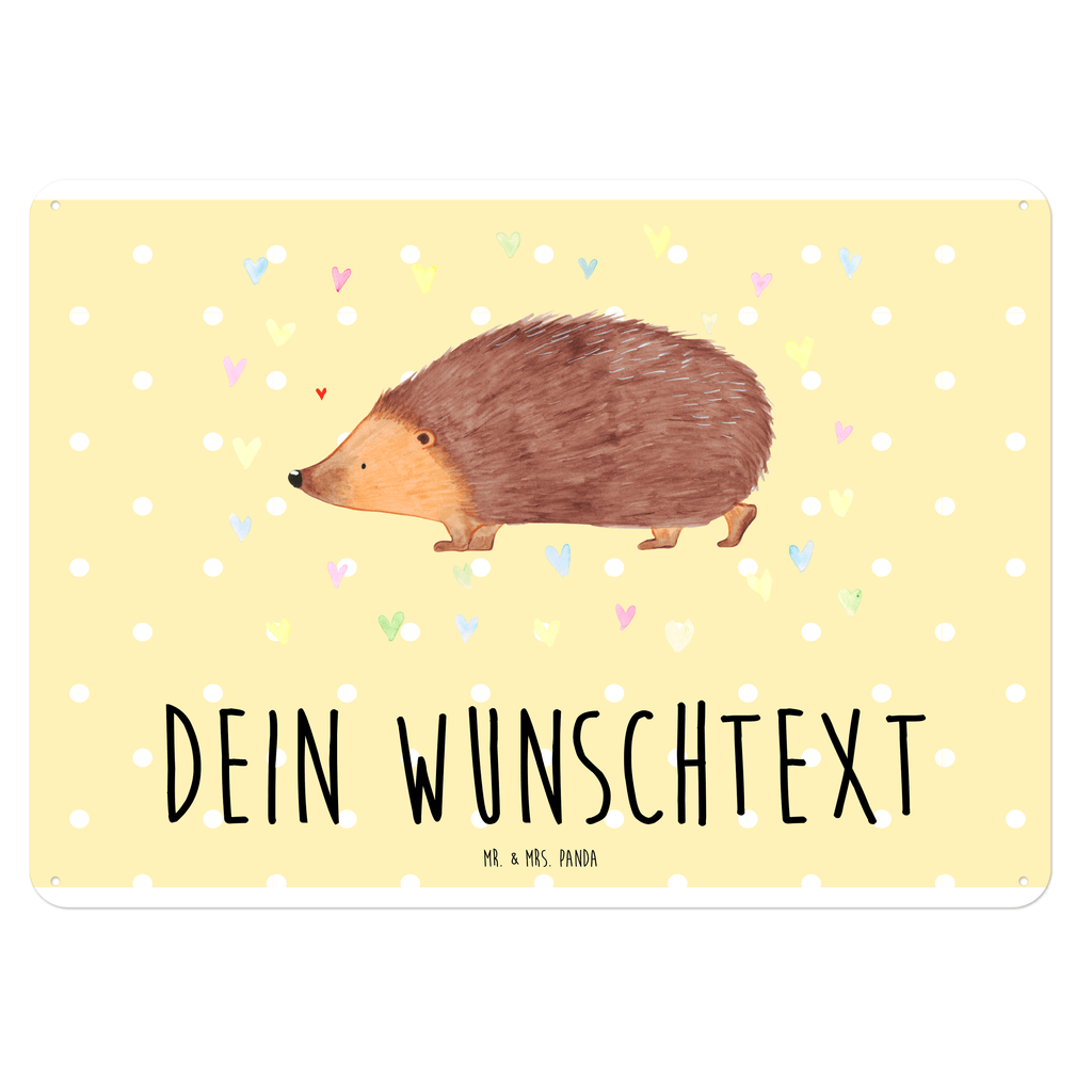 Personalisiertes Blechschild Igel Herzen Blechschild, Metallschild, Geschenk Schild, Schild, Magnet-Metall-Schild, Deko Schild, Wandschild, Wand-Dekoration, Türschild, Tiermotive, Gute Laune, lustige Sprüche, Tiere, Liebe, Herz, Herzen, Igel, Vertrauen, Kuss, Leben