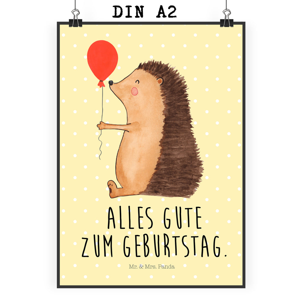 Poster Igel mit Luftballon Poster, Wandposter, Bild, Wanddeko, Küchenposter, Kinderposter, Wanddeko Bild, Raumdekoration, Wanddekoration, Handgemaltes Poster, Mr. & Mrs. Panda Poster, Designposter, Kunstdruck, Posterdruck, Tiermotive, Gute Laune, lustige Sprüche, Tiere, Igel, Geburtstag, Herzlichen Glückwunsch, Glückwunsch, Geburtstagskind, Ballon, Happy Birthday