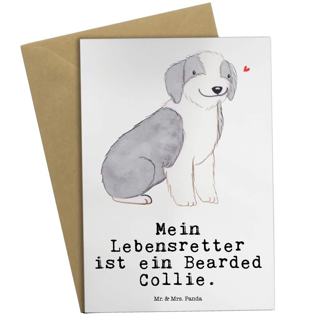 Grußkarte Bearded Collie Lebensretter Grußkarte, Klappkarte, Einladungskarte, Glückwunschkarte, Hochzeitskarte, Geburtstagskarte, Karte, Ansichtskarten, Hund, Hunderasse, Rassehund, Hundebesitzer, Geschenk, Tierfreund, Schenken, Welpe, Bearded Collie, britischer Hütehund