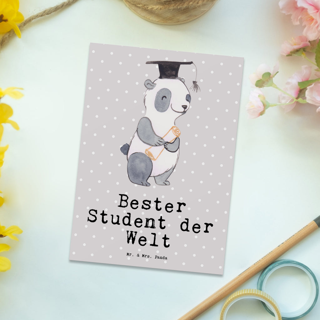 Postkarte Panda Bester Student der Welt Postkarte, Karte, Geschenkkarte, Grußkarte, Einladung, Ansichtskarte, Geburtstagskarte, Einladungskarte, Dankeskarte, Ansichtskarten, Einladung Geburtstag, Einladungskarten Geburtstag, für, Dankeschön, Geschenk, Schenken, Geburtstag, Geburtstagsgeschenk, Geschenkidee, Danke, Bedanken, Mitbringsel, Freude machen, Geschenktipp, Student, Studium, Sohn, Spaß, Musterschüler, lustig, Studienabschluss, witzig, Universität, Abschluss, Alumni, Uni, Studenten, Hochschule