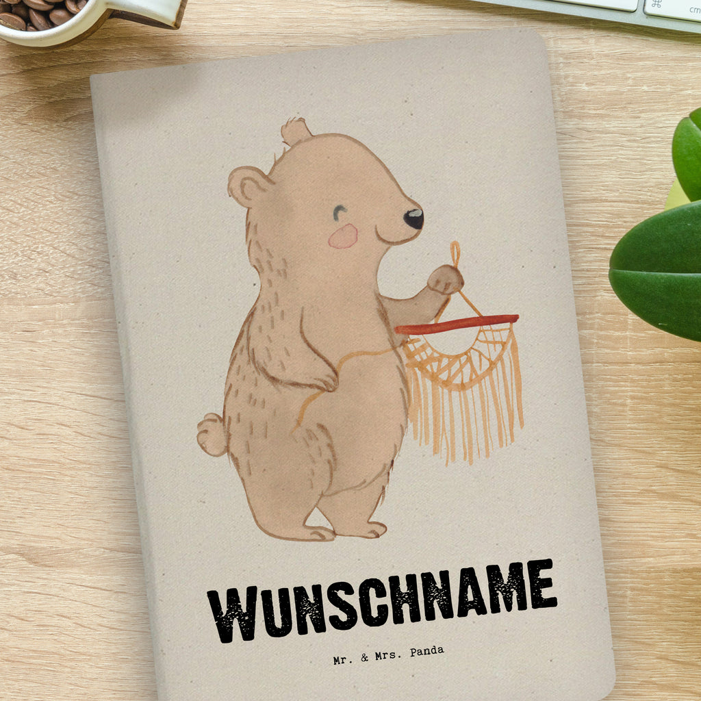 DIN A4 Personalisiertes Notizbuch Bär Makramee Personalisiertes Notizbuch, Notizbuch mit Namen, Notizbuch bedrucken, Personalisierung, Namensbuch, Namen, Geschenk, Sport, Sportart, Hobby, Schenken, Danke, Dankeschön, Auszeichnung, Gewinn, Sportler, Makramee, Basteln, Basteln mit Makramee