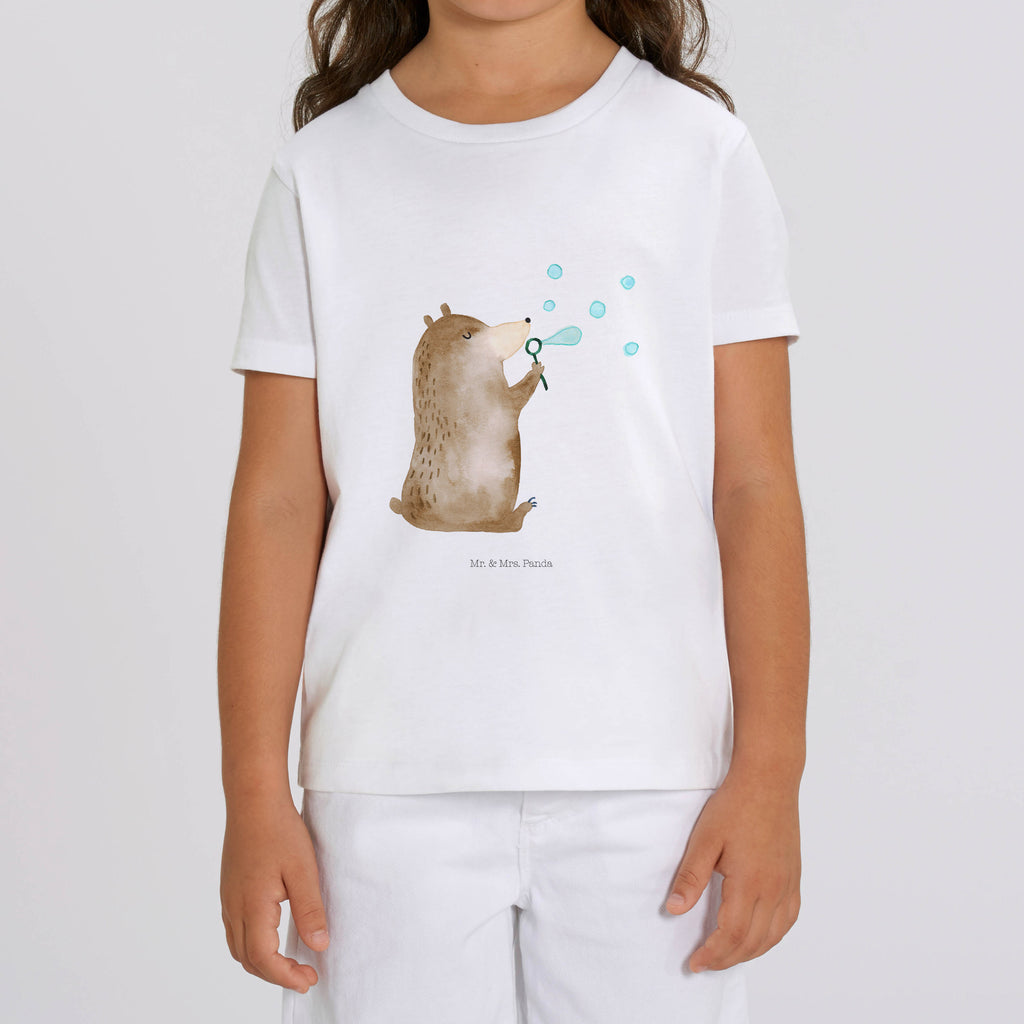 Organic Kinder T-Shirt Bär Seifenblasen Kinder T-Shirt, Kinder T-Shirt Mädchen, Kinder T-Shirt Jungen, Bär, Teddy, Teddybär, Seifenblasen Bär Lustig Sein Glücklich Traurig Happy