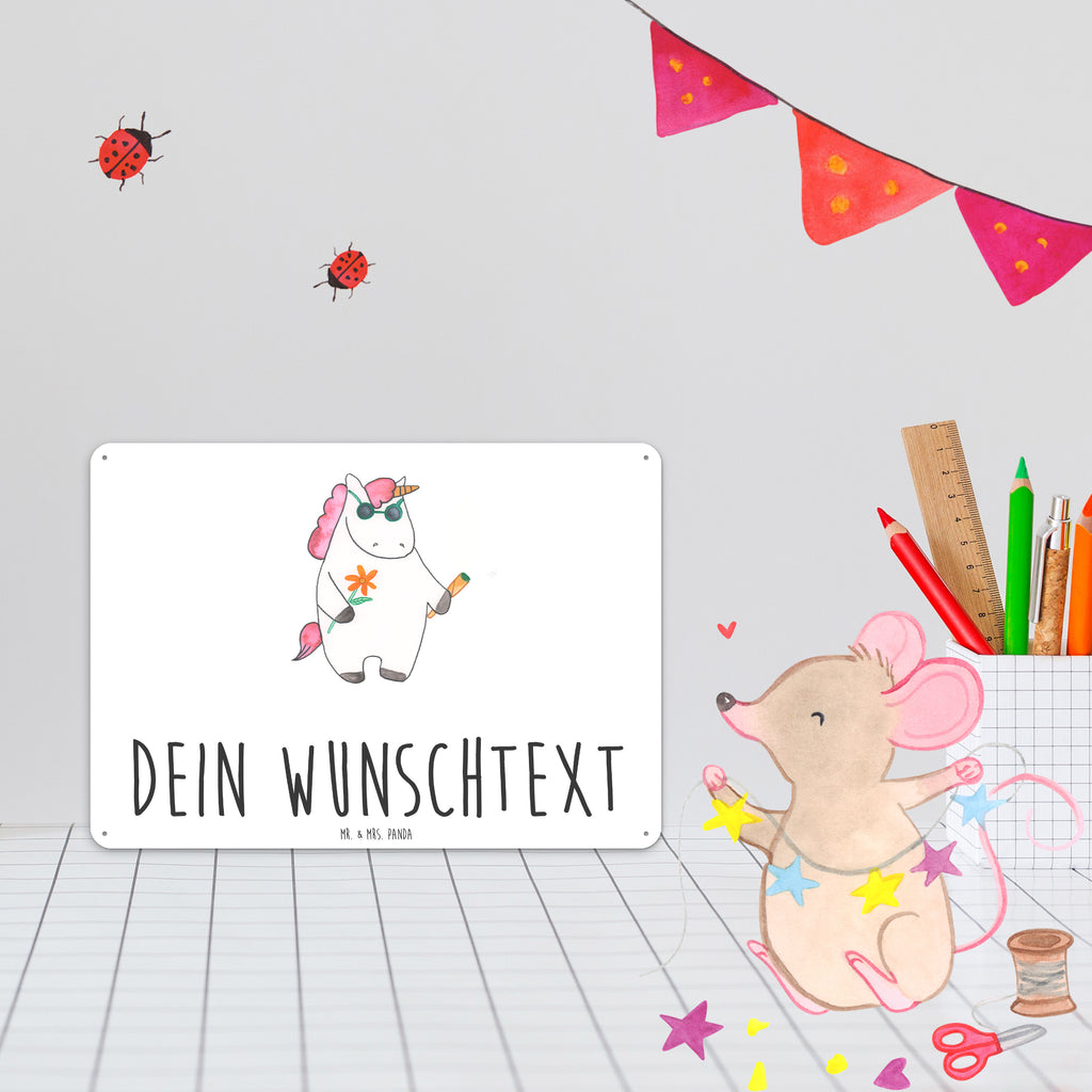 Personalisiertes Blechschild Einhorn Woodstock Blechschild, Metallschild, Geschenk Schild, Schild, Magnet-Metall-Schild, Deko Schild, Wandschild, Wand-Dekoration, Türschild, Einhorn, Einhörner, Einhorn Deko, Pegasus, Unicorn, Kiffen, Joint, Zigarette, Alkohol, Party, Spaß. lustig, witzig, Woodstock