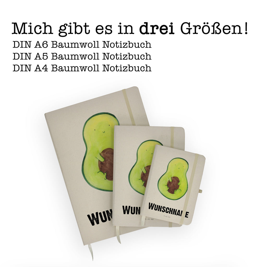 DIN A4 Personalisiertes Notizbuch Avocado mit Kern Personalisiertes Notizbuch, Notizbuch mit Namen, Notizbuch bedrucken, Personalisierung, Namensbuch, Namen, Avocado, Veggie, Vegan, Gesund, Avokado, Avocadokern, Kern, Pflanze, Spruch Leben