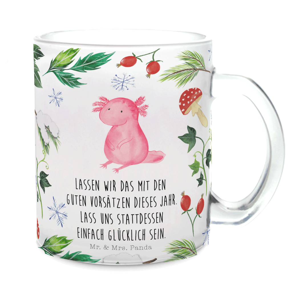 Teetasse Axolotl Glücklich Teetasse, Teeglas, Teebecher, Tasse mit Henkel, Tasse, Glas Teetasse, Teetasse aus Glas, Winter, Weihnachten, Weihnachtsdeko, Nikolaus, Advent, Heiligabend, Wintermotiv