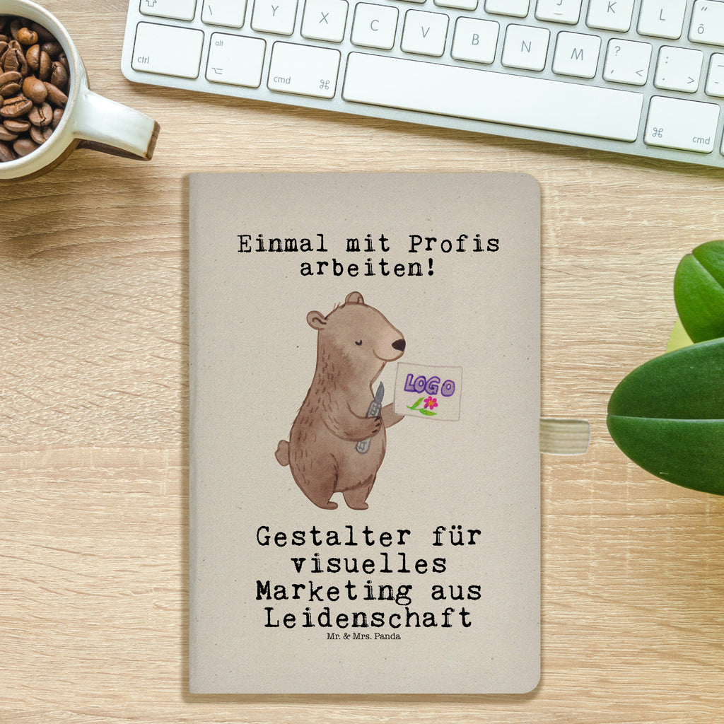 Baumwoll Notizbuch Gestalter für visuelles Marketing Leidenschaft Notizen, Eintragebuch, Tagebuch, Notizblock, Adressbuch, Journal, Kladde, Skizzenbuch, Notizheft, Schreibbuch, Schreibheft, Beruf, Ausbildung, Jubiläum, Abschied, Rente, Kollege, Kollegin, Geschenk, Schenken, Arbeitskollege, Mitarbeiter, Firma, Danke, Dankeschön