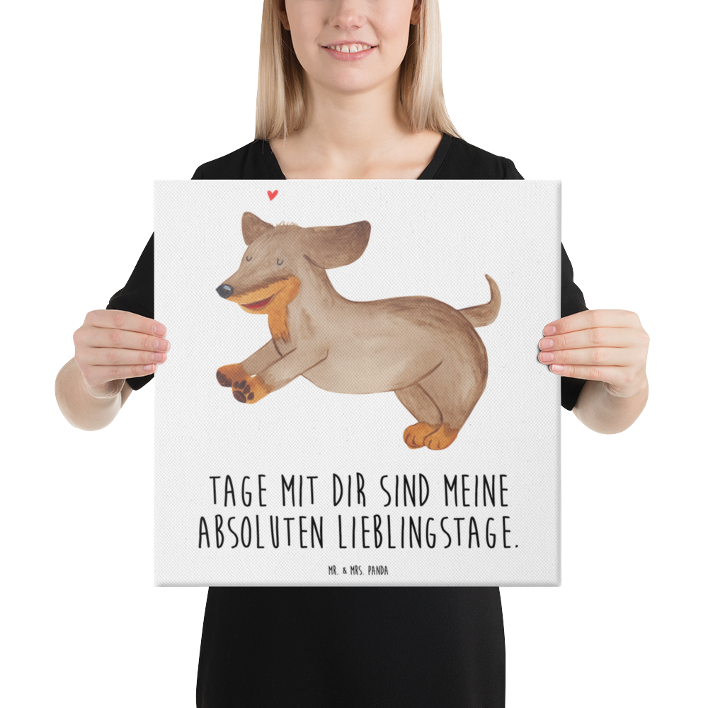 Leinwand Bild Hund Dackel Leinwand, Bild, Kunstdruck, Wanddeko, Dekoration, Hund, Hundemotiv, Haustier, Hunderasse, Tierliebhaber, Hundebesitzer, Sprüche, Hunde, Dackel, Dachshund, happy dog