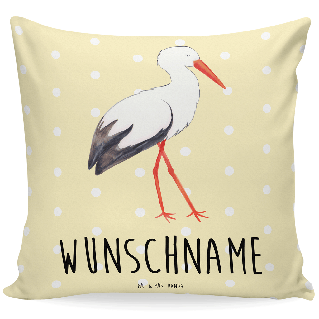 Personalisiertes Kissen Storch Kissen, personalisiert, Name, Wunschname, bedrucken, Kopfkissen, Tiermotive, Gute Laune, lustige Sprüche, Tiere, Storch, Störche, Schwangerschaft, Geburt, Mutter, Mütter, Mutter werden, Schwanger, Babybauch, Baby