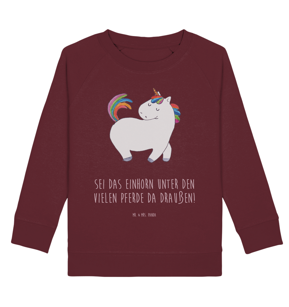 Organic Kinder Pullover Einhorn stolzierend Kinder Pullover, Kinder Sweatshirt, Jungen, Mädchen, Einhorn, Einhörner, Einhorn Deko, Pegasus, Unicorn, stolz, anders, bunt, Pferd, Reiter, Reiten, Freundin, Geschenk