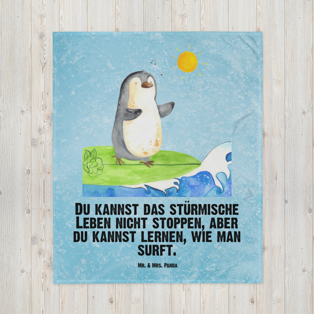 Babydecke Pinguin Surfer Babydecke, Babygeschenk, Geschenk Geburt, Babyecke Kuscheldecke, Krabbeldecke, Pinguin, Pinguine, surfen, Surfer, Hawaii, Urlaub, Wellen, Wellen reiten, Portugal