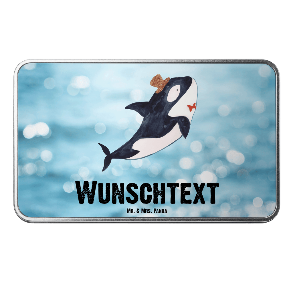 Personalisierte Metalldose Orca Zylinder Personalisierte Metalldose, Dose mit Namen, Namensdose, Kiste mit Namen, Namenskiste, Meerestiere, Meer, Urlaub, Narwal, Glitter, Konfetti, Glitzer, Geburtstag, Feier, Fete, Fest, Glückwunsch, Orca