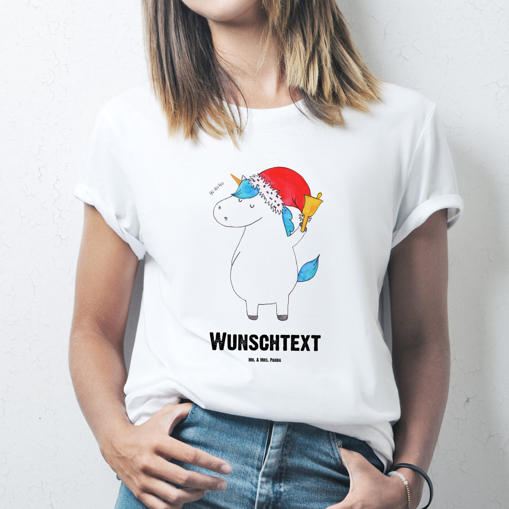 Personalisiertes T-Shirt Einhorn Weihnachtsmann T-Shirt Personalisiert, T-Shirt mit Namen, T-Shirt mit Aufruck, Männer, Frauen, Wunschtext, Bedrucken, Einhorn, Einhörner, Einhorn Deko, Pegasus, Unicorn, Gin, Schokolade, Schoki, Weihnachten, Weihnachtsmann, Nikolaus, Wunschzettel, Wunschliste, Feenstaub