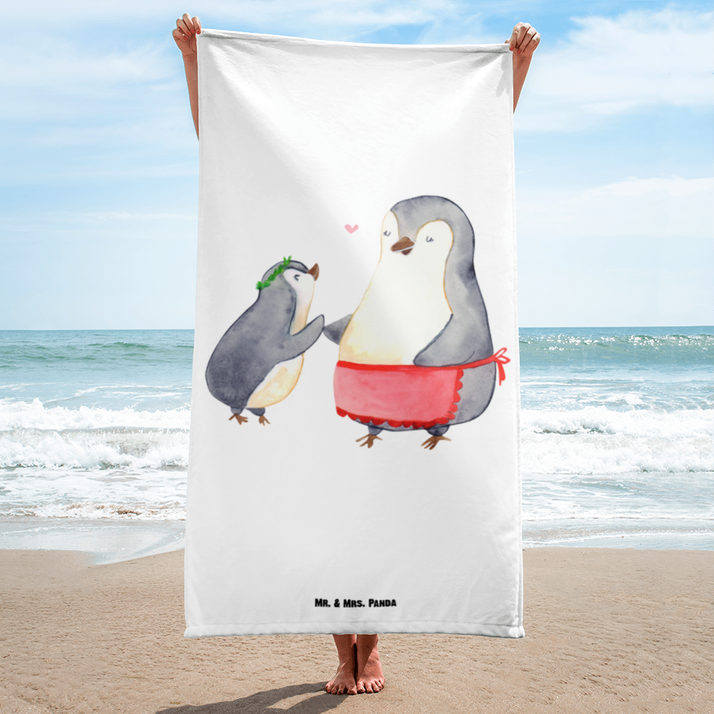 XL Badehandtuch Pinguin mit Kind Handtuch, Badetuch, Duschtuch, Strandtuch, Saunatuch, Familie, Vatertag, Muttertag, Bruder, Schwester, Mama, Papa, Oma, Opa, Geschenk, Mami, Mutti, Mutter, Geburststag