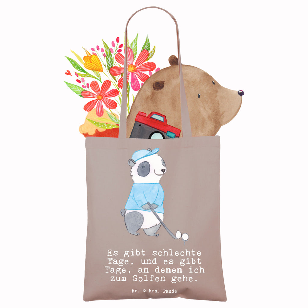 Tragetasche Panda Golfen Tage Beuteltasche, Beutel, Einkaufstasche, Jutebeutel, Stoffbeutel, Tasche, Shopper, Umhängetasche, Strandtasche, Schultertasche, Stofftasche, Tragetasche, Badetasche, Jutetasche, Einkaufstüte, Laptoptasche, Geschenk, Sport, Sportart, Hobby, Schenken, Danke, Dankeschön, Auszeichnung, Gewinn, Sportler, Golfen, Golf spielen, Golfplatz, Golfturnier, Golf Verein