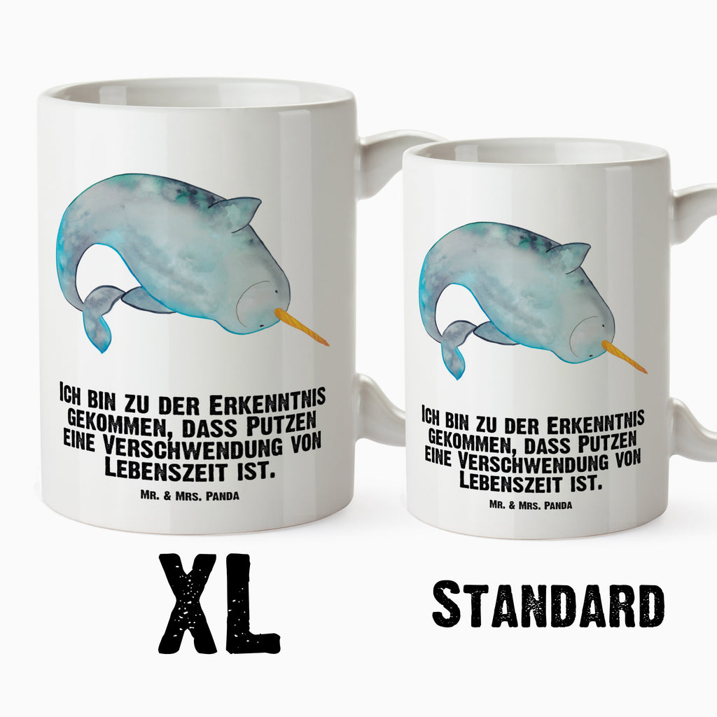 XL Tasse Narwal XL Tasse, Große Tasse, Grosse Kaffeetasse, XL Becher, XL Teetasse, spülmaschinenfest, Jumbo Tasse, Groß, Meerestiere, Meer, Urlaub, Narwal, Wal, Putzen, Hausfrau, Junggesellin, aufräumen, Kinderzimmer