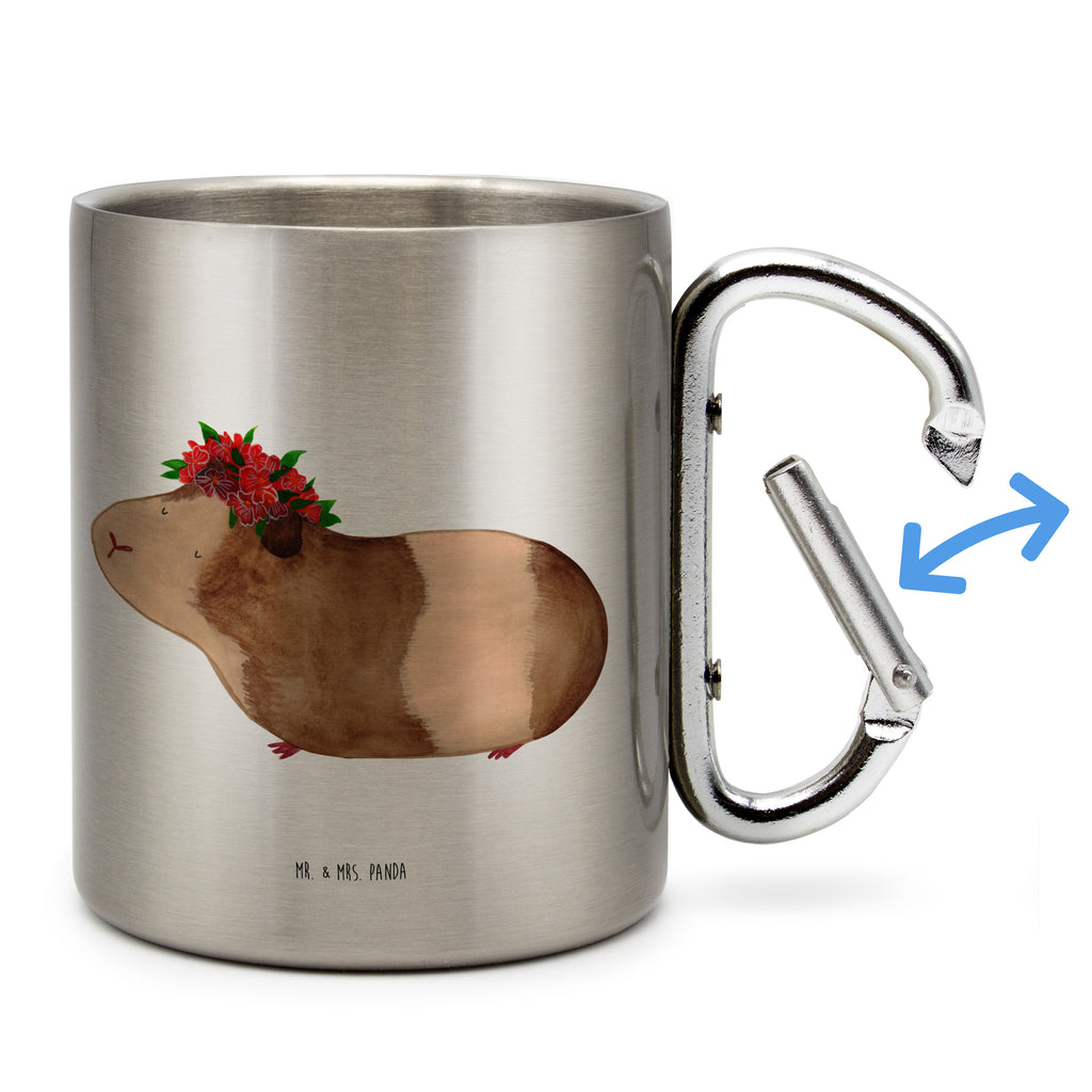 Edelstahlbecher Meerschweinchen weise Edelstahltasse, Karabiner, Edelstahlbecher, Outdoor, Camping, Tasse, Becher, Tiermotive, Gute Laune, lustige Sprüche, Tiere, Meerschweinchen, Meerie, Meeries, Wunder, Blumenkind, Realität, Spruch, Weisheit, Motivation, Wunderland