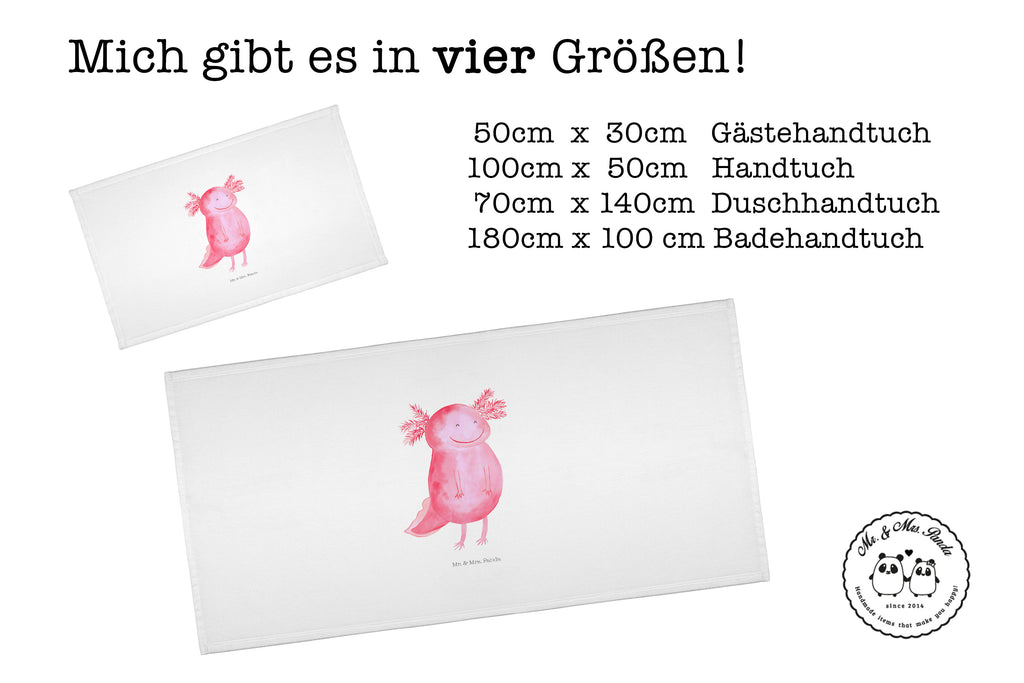 Handtuch Axolotl Glücklich Handtuch, Badehandtuch, Badezimmer, Handtücher, groß, Kinder, Baby, Axolotl, Molch, Axolot, Schwanzlurch, Lurch, Lurche, Motivation, gute Laune