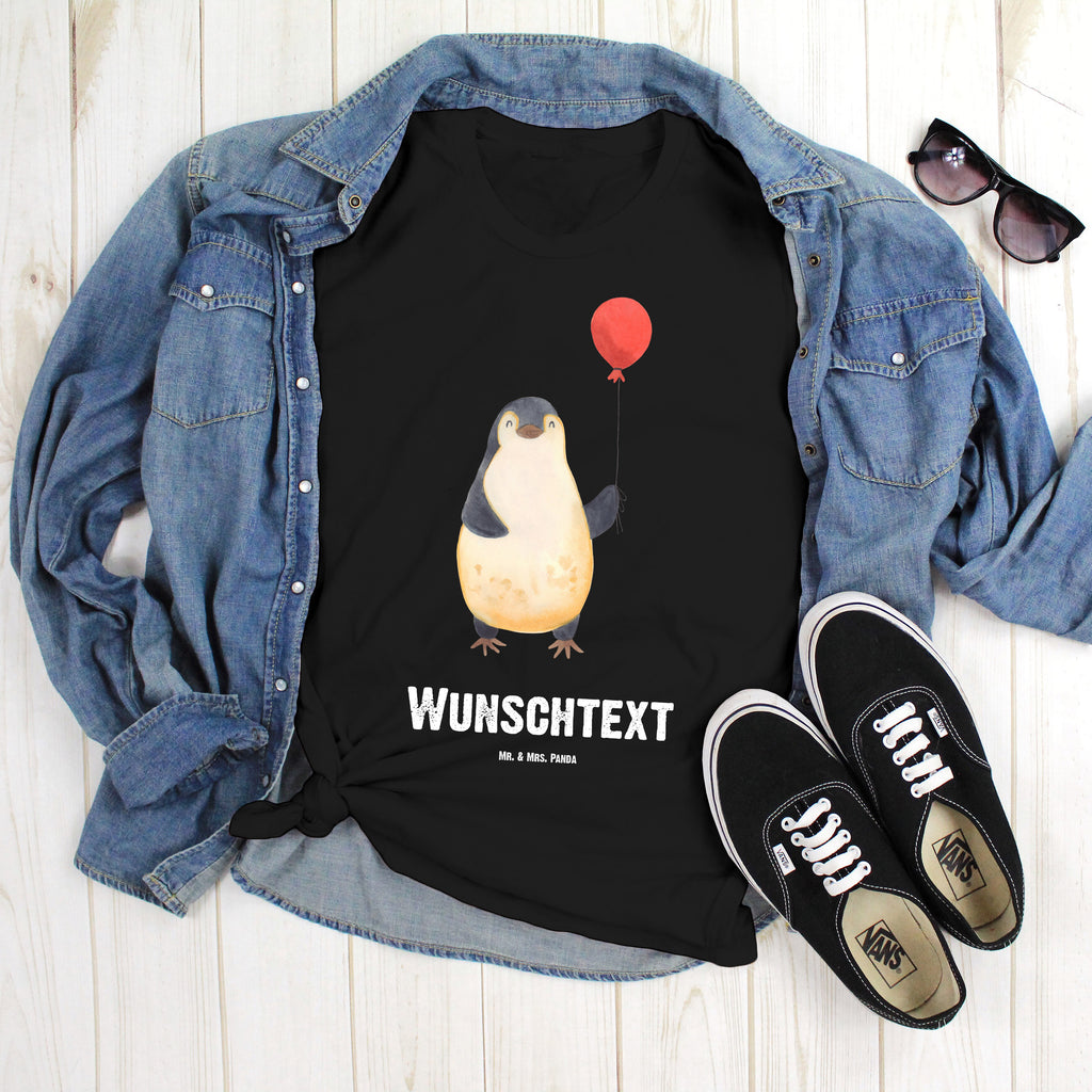 Personalisiertes T-Shirt Pinguin Luftballon T-Shirt Personalisiert, T-Shirt mit Namen, T-Shirt mit Aufruck, Männer, Frauen, Wunschtext, Bedrucken, Pinguin, Pinguine, Luftballon, Tagträume, Lebenslust, Geschenk Freundin, Geschenkidee, beste Freundin, Motivation, Neustart, neues Leben, Liebe, Glück