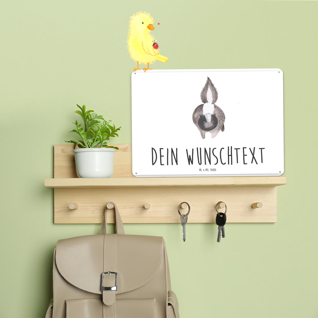 Personalisiertes Blechschild Stinktier Angriff Blechschild, Metallschild, Geschenk Schild, Schild, Magnet-Metall-Schild, Deko Schild, Wandschild, Wand-Dekoration, Türschild, Stinktier, Skunk, Wildtier, Raubtier, Stinker, Stinki, wütend, Drohung