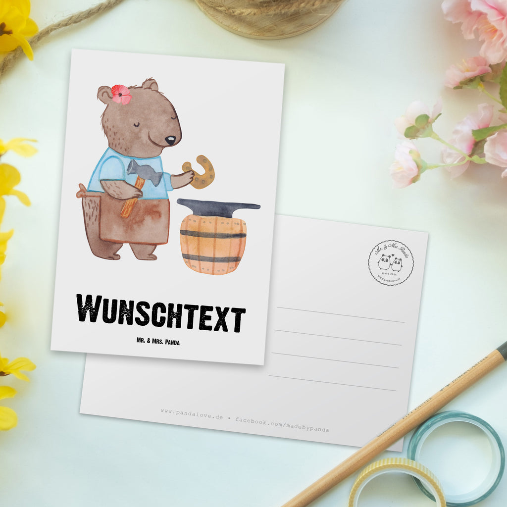 Personalisierte Postkarte Schmiedin mit Herz Postkarte mit Namen, Postkarte bedrucken, Postkarte mit Wunschtext, Postkarte personalisierbar, Geschenkkarte mit Namen, Grußkarte mit Namen, Karte mit Namen, Einladung mit Namen, Ansichtskarte mit Namen, Geschenkkarte mit Wunschtext, Grußkarte mit Wunschtext, Karte mit Wunschtext, Einladung mit Wunschtext, Ansichtskarte mit Wunschtext, Beruf, Ausbildung, Jubiläum, Abschied, Rente, Kollege, Kollegin, Geschenk, Schenken, Arbeitskollege, Mitarbeiter, Firma, Danke, Dankeschön