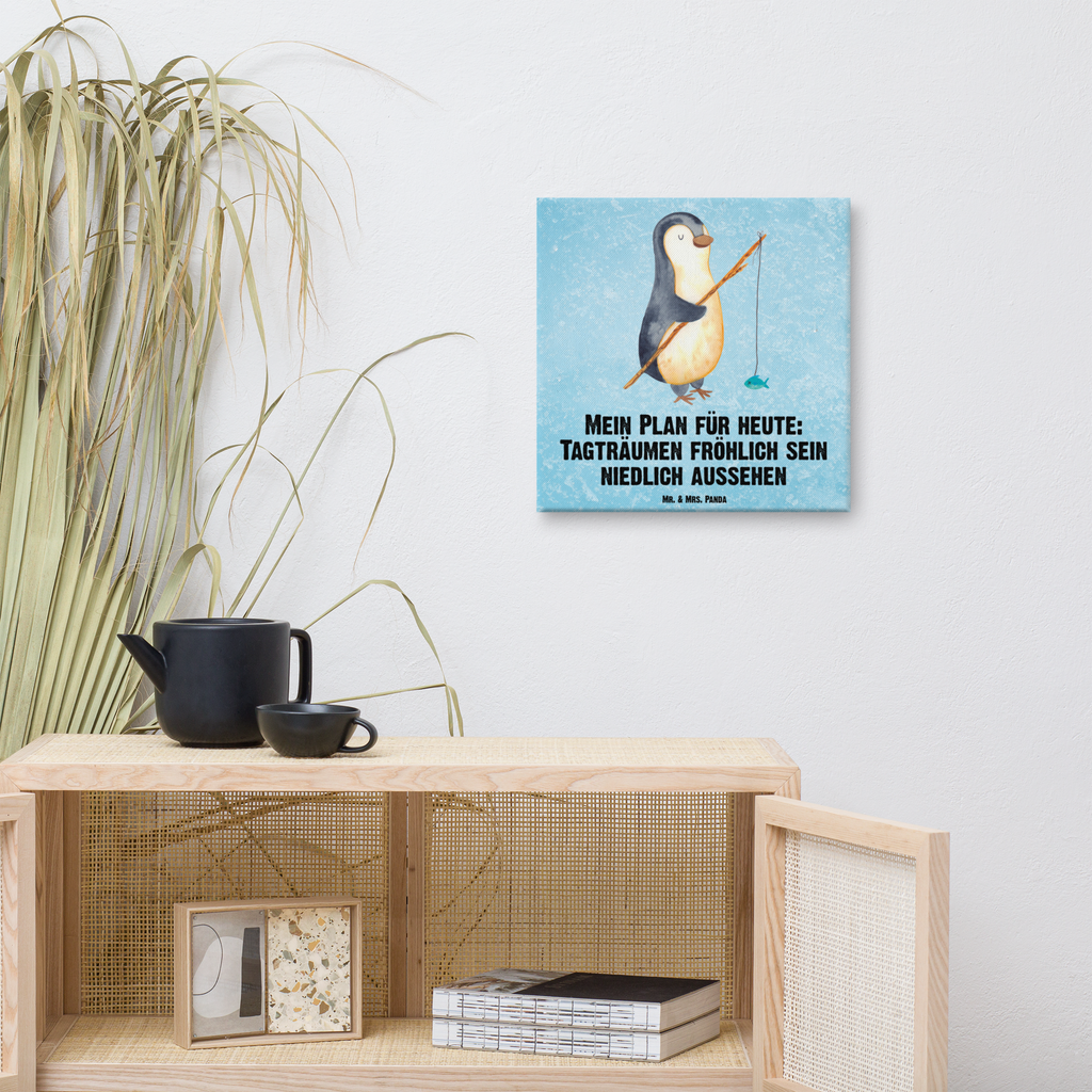 Leinwand Bild Pinguin Angler Leinwand, Bild, Kunstdruck, Wanddeko, Dekoration, Pinguin, Pinguine, Angeln, Angler, Tagträume, Hobby, Plan, Planer, Tagesplan, Neustart, Motivation, Geschenk, Freundinnen, Geschenkidee, Urlaub, Wochenende