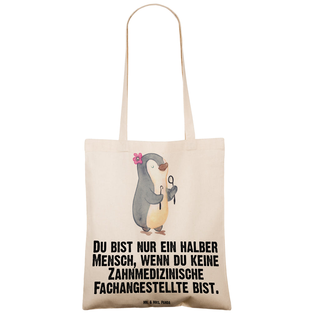 Tragetasche Zahnmedizinische Fachangestellte mit Herz Beuteltasche, Beutel, Einkaufstasche, Jutebeutel, Stoffbeutel, Tasche, Shopper, Umhängetasche, Strandtasche, Schultertasche, Stofftasche, Tragetasche, Badetasche, Jutetasche, Einkaufstüte, Laptoptasche, Beruf, Ausbildung, Jubiläum, Abschied, Rente, Kollege, Kollegin, Geschenk, Schenken, Arbeitskollege, Mitarbeiter, Firma, Danke, Dankeschön