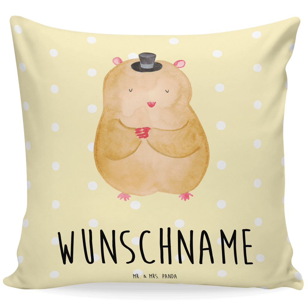 Personalisiertes Kissen Hamster mit Hut Kissen, personalisiert, Name, Wunschname, bedrucken, Kopfkissen, Tiermotive, Gute Laune, lustige Sprüche, Tiere, Hamster, Hut, Magier, Zylinder, Zwerghamster, Zauberer