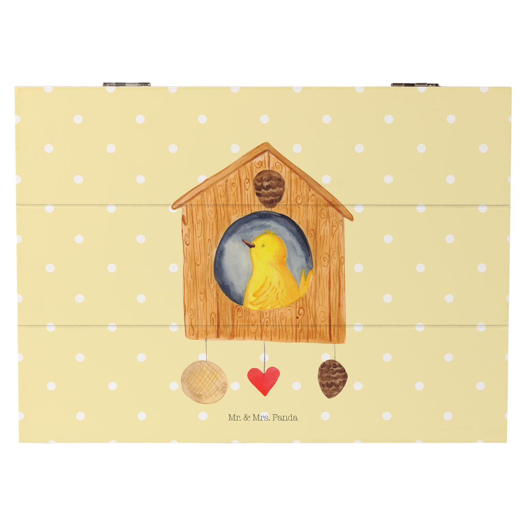 Holzkiste Vogel Haus Holzkiste, Kiste, Schatzkiste, Truhe, Schatulle, XXL, Erinnerungsbox, Erinnerungskiste, Dekokiste, Aufbewahrungsbox, Geschenkbox, Geschenkdose, Tiermotive, Gute Laune, lustige Sprüche, Tiere, Vogel, Vögel, Vogelhaus, Vogelhäuschen, Home sweet home, Zuhause, Nest, Eigenheim, Familie, Wohnung, Haus, unser Haus, Lieblingsort, Castle