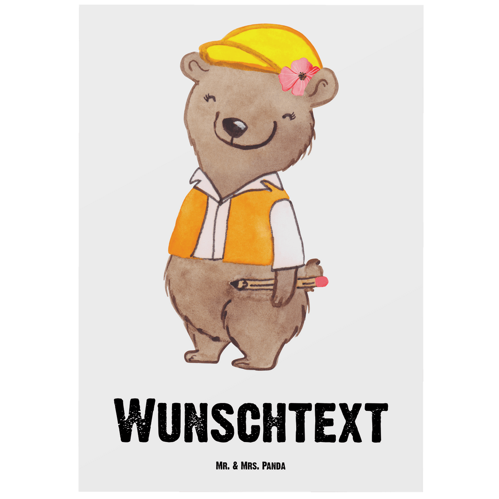 Personalisierte Postkarte Bauingenieurin mit Herz Postkarte mit Namen, Postkarte bedrucken, Postkarte mit Wunschtext, Postkarte personalisierbar, Geschenkkarte mit Namen, Grußkarte mit Namen, Karte mit Namen, Einladung mit Namen, Ansichtskarte mit Namen, Geschenkkarte mit Wunschtext, Grußkarte mit Wunschtext, Karte mit Wunschtext, Einladung mit Wunschtext, Ansichtskarte mit Wunschtext, Beruf, Ausbildung, Jubiläum, Abschied, Rente, Kollege, Kollegin, Geschenk, Schenken, Arbeitskollege, Mitarbeiter, Firma, Danke, Dankeschön, Bauingenieurin, Statikerin, Ingeniuerin, Baustelle, Studium