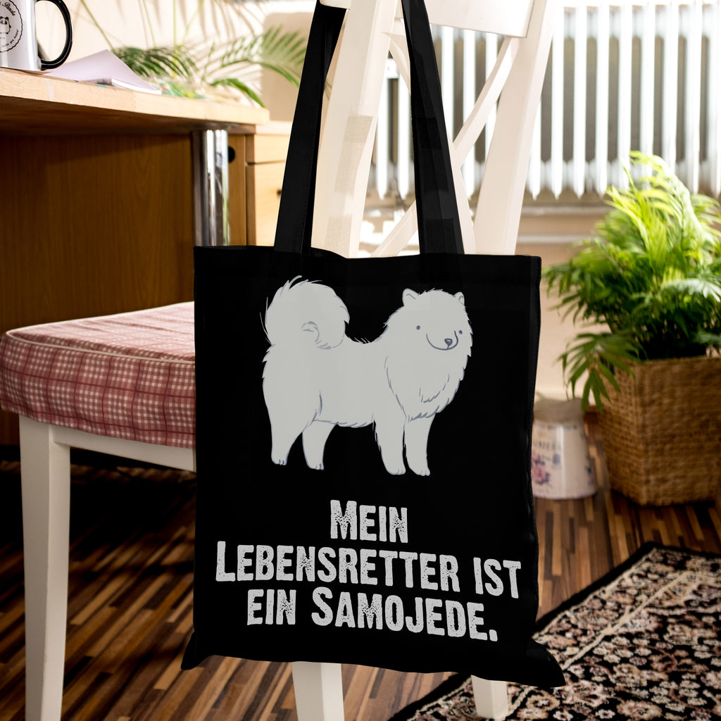 Tragetasche Samojede Lebensretter Beuteltasche, Beutel, Einkaufstasche, Jutebeutel, Stoffbeutel, Tasche, Shopper, Umhängetasche, Strandtasche, Schultertasche, Stofftasche, Tragetasche, Badetasche, Jutetasche, Einkaufstüte, Laptoptasche, Hund, Hunderasse, Rassehund, Hundebesitzer, Geschenk, Tierfreund, Schenken, Welpe, Samojede, Samojedenhund, Samojedenspitz