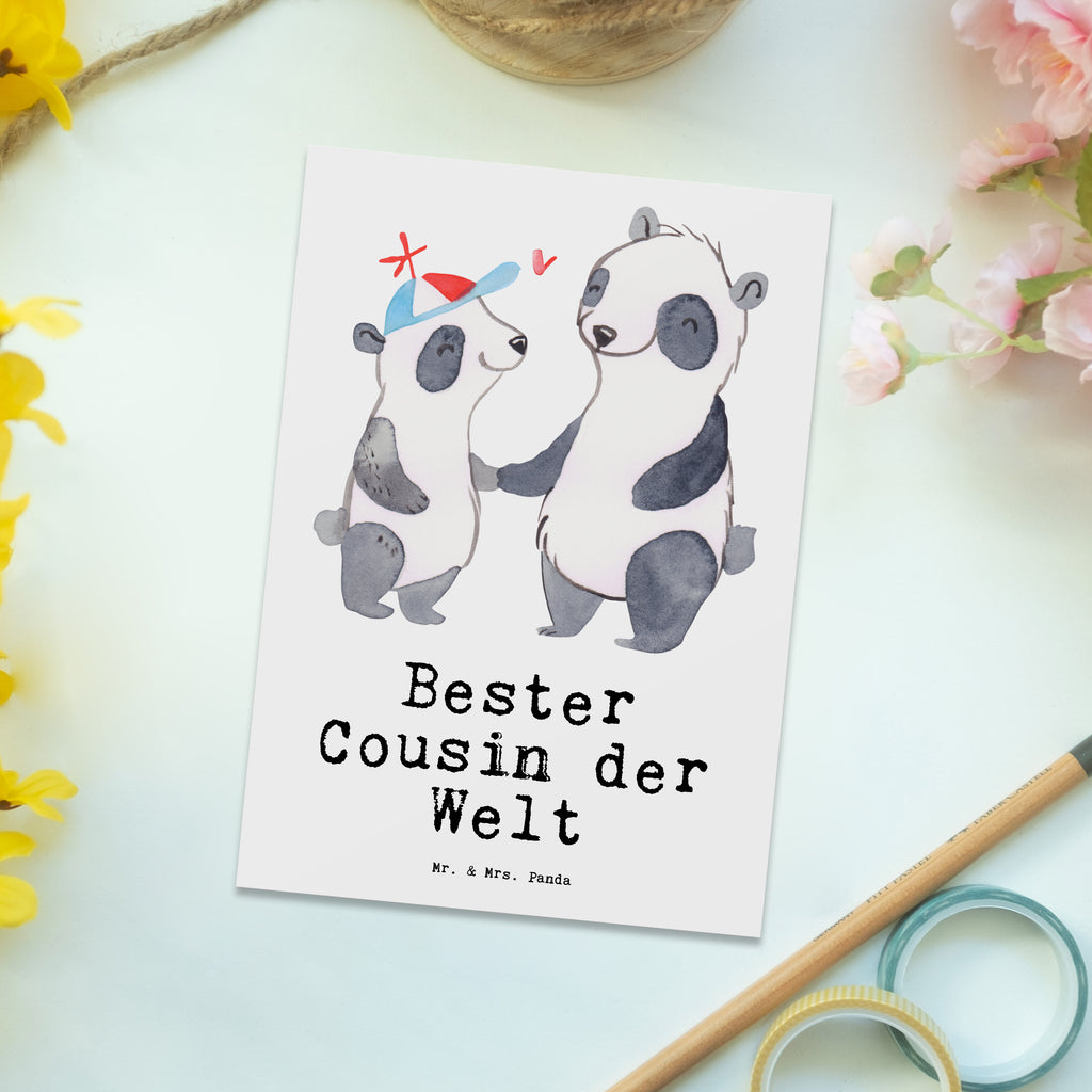 Postkarte Panda Bester Cousin der Welt Postkarte, Karte, Geschenkkarte, Grußkarte, Einladung, Ansichtskarte, Geburtstagskarte, Einladungskarte, Dankeskarte, Ansichtskarten, Einladung Geburtstag, Einladungskarten Geburtstag, für, Dankeschön, Geschenk, Schenken, Geburtstag, Geburtstagsgeschenk, Geschenkidee, Danke, Bedanken, Mitbringsel, Freude machen, Geschenktipp, Cousin, Kousin, Vetter, Sohn von Onkel, Sohn von Tante, Familie, Verwandtschaft, Cousine