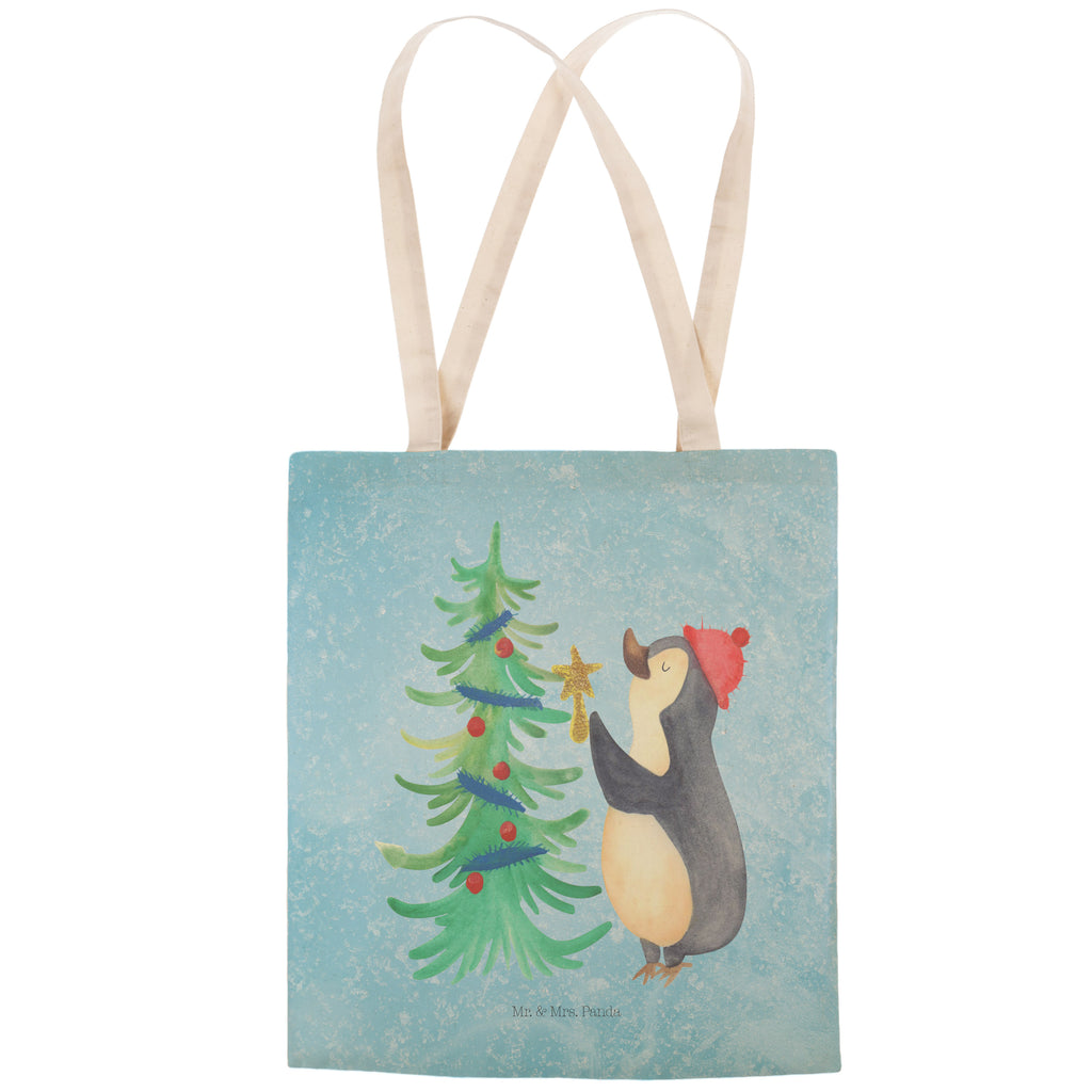 Einkaufstasche Pinguin Weihnachtsbaum Tragetasche, Tasche, Beutel, Stofftasche, Baumwolltasche, Umhängetasche, Shopper, Einkaufstasche, Beuteltasche, Winter, Weihnachten, Weihnachtsdeko, Nikolaus, Advent, Heiligabend, Wintermotiv, Pinguin