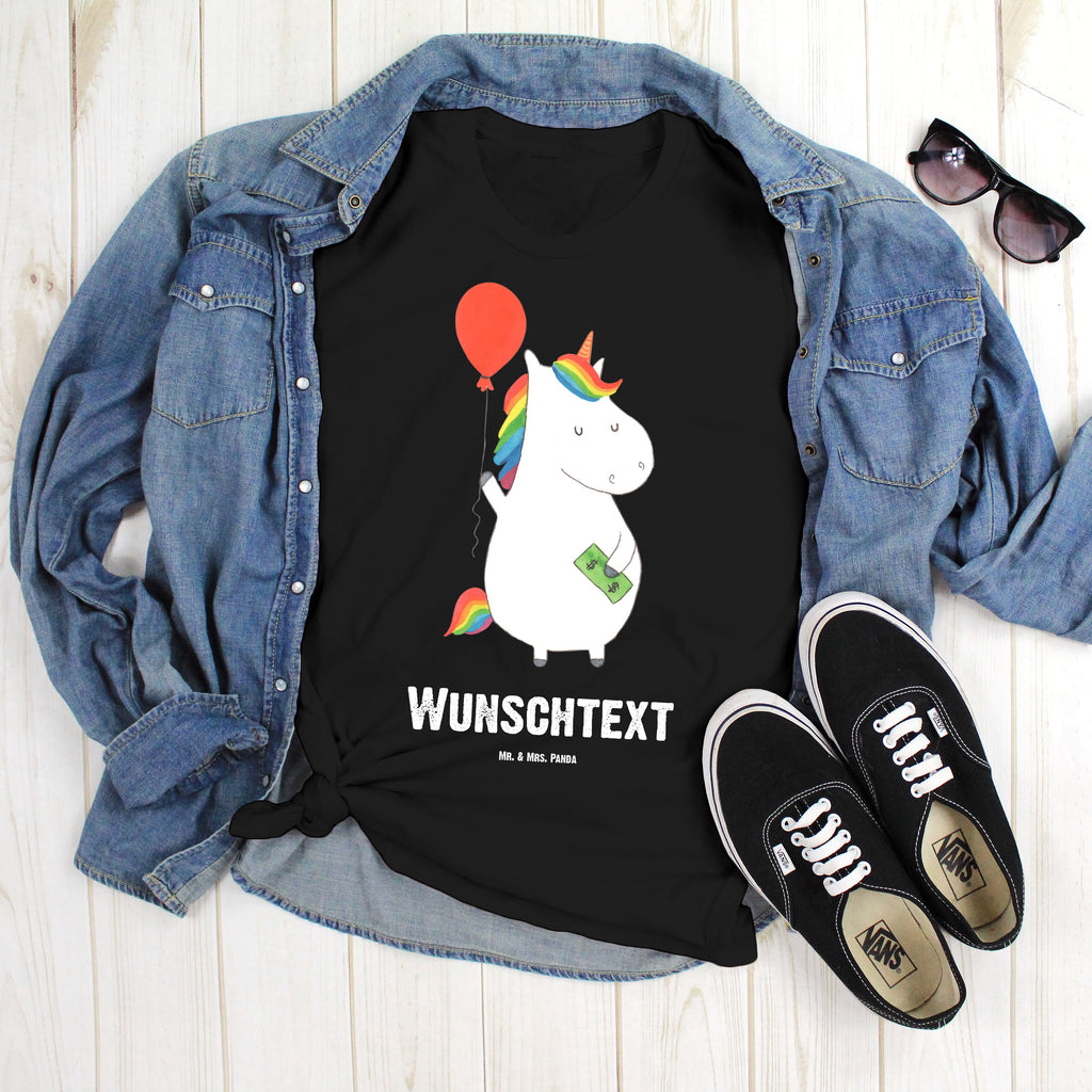 Personalisiertes T-Shirt Einhorn Luftballon T-Shirt Personalisiert, T-Shirt mit Namen, T-Shirt mit Aufruck, Männer, Frauen, Wunschtext, Bedrucken, Einhorn, Einhörner, Einhorn Deko, Pegasus, Unicorn, Luftballon, Geld, Lebenslust, Freude, Geschenk, Freundin