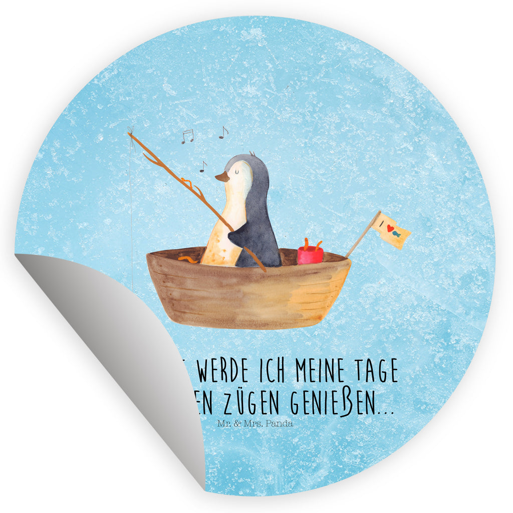 Rund Aufkleber Pinguin Angelboot Sticker, Aufkleber, Etikett, Pinguin, Pinguine, Angeln, Boot, Angelboot, Lebenslust, Leben, genießen, Motivation, Neustart, Neuanfang, Trennung, Scheidung, Geschenkidee Liebeskummer