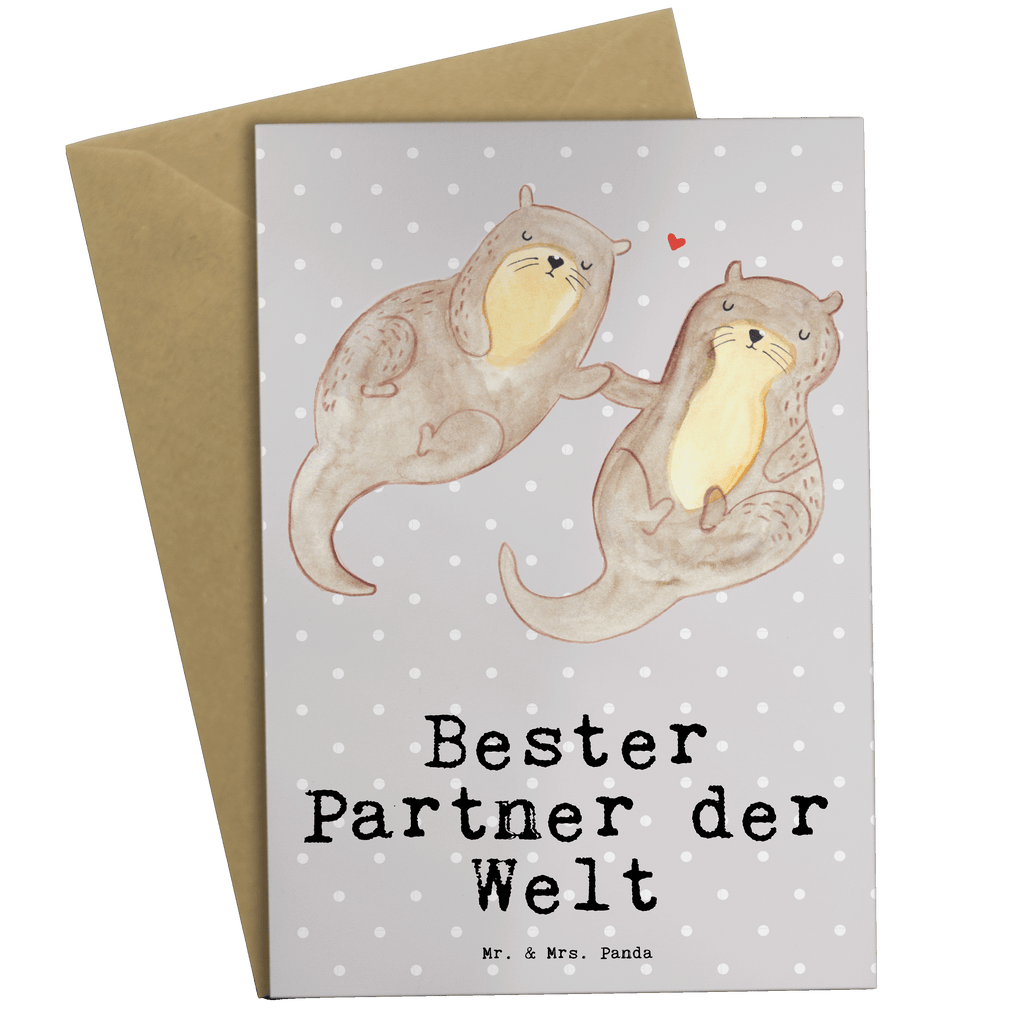 Grußkarte Otter Bester Partner der Welt Grußkarte, Klappkarte, Einladungskarte, Glückwunschkarte, Hochzeitskarte, Geburtstagskarte, Karte, Ansichtskarten, für, Dankeschön, Geschenk, Schenken, Geburtstag, Geburtstagsgeschenk, Geschenkidee, Danke, Bedanken, Mitbringsel, Freude machen, Geschenktipp, Partner, Ehepartner, Mann, Frau, Ehefrau, Ehemann. Freundin, Freund, Lebensgefährte, Paar, Liebe