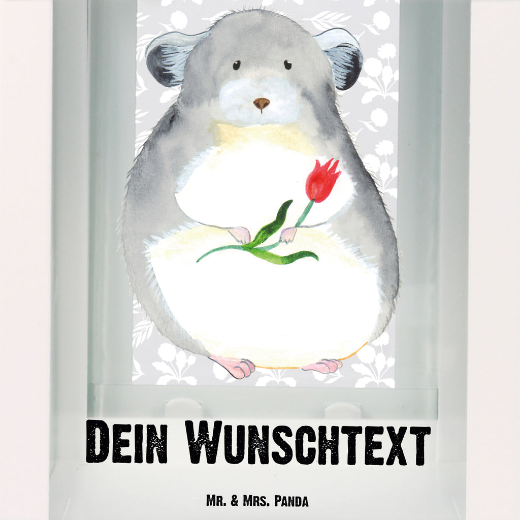 Personalisierte Deko Laterne Chinchilla mit Blume Gartenlampe, Gartenleuchte, Gartendekoration, Gartenlicht, Laterne kleine Laternen, XXL Laternen, Laterne groß, Tiermotive, Gute Laune, lustige Sprüche, Tiere, Chinchilla, Chinchillas, Liebeskummer, Kummer, Depressionen, traurig sein, Chaos, Glücklichsein, Büro, Büroalltag