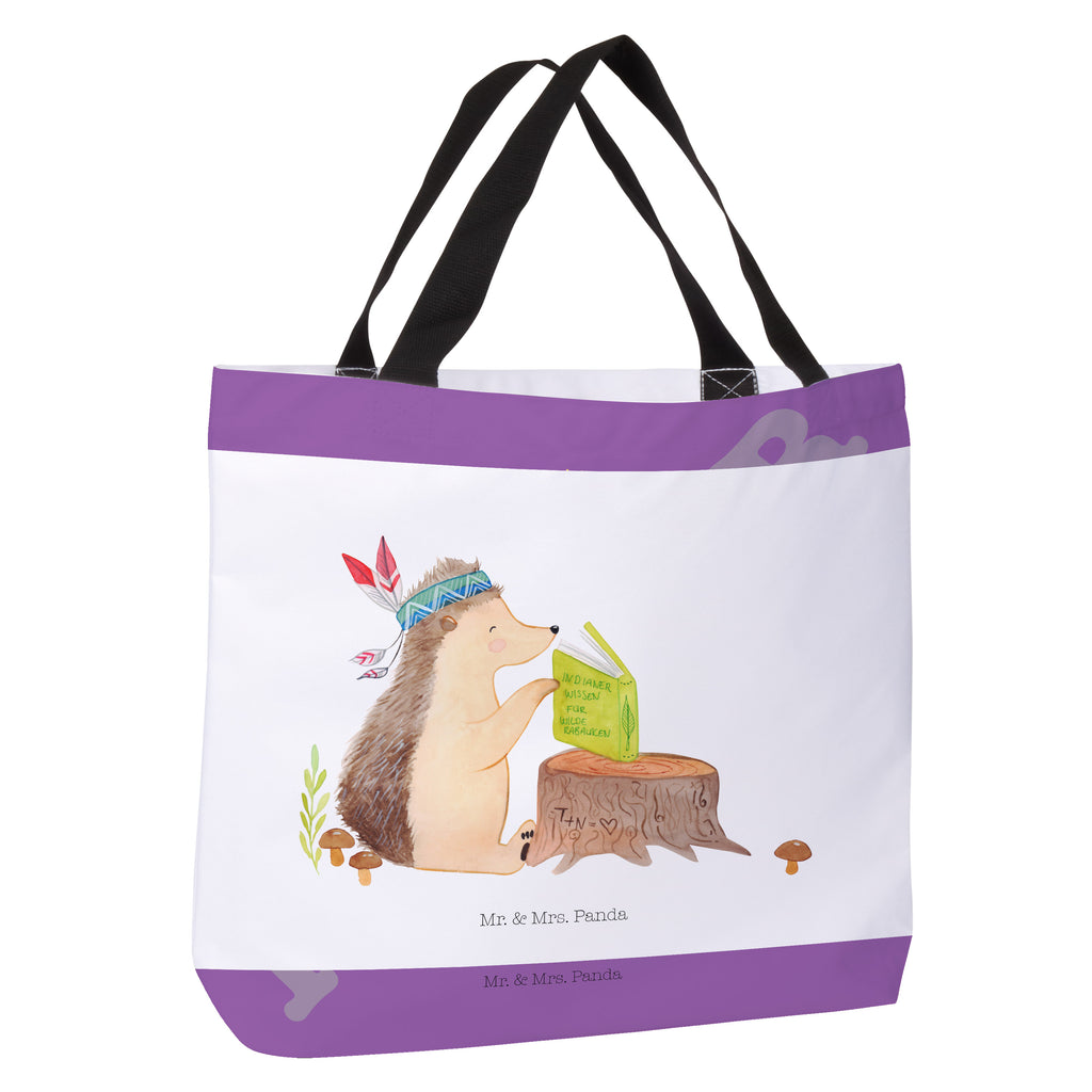 Shopper Igel Indianer Beutel, Einkaufstasche, Tasche, Strandtasche, Einkaufsbeutel, Shopper, Schultasche, Freizeittasche, Tragebeutel, Schulbeutel, Alltagstasche, Waldtiere, Tiere, Igel, Indianer, Abenteuer, Lagerfeuer, Camping