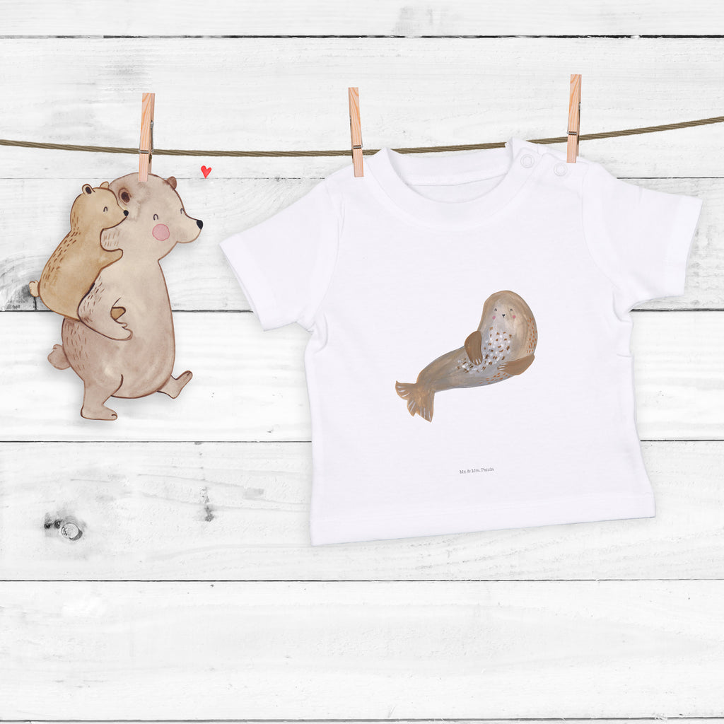 Organic Baby Shirt Robbe Lachen Baby T-Shirt, Jungen Baby T-Shirt, Mädchen Baby T-Shirt, Shirt, Tiermotive, Gute Laune, lustige Sprüche, Tiere, Robbe, Robben, Seehund, Strand, Meerestier, Ostsee, Nordsee