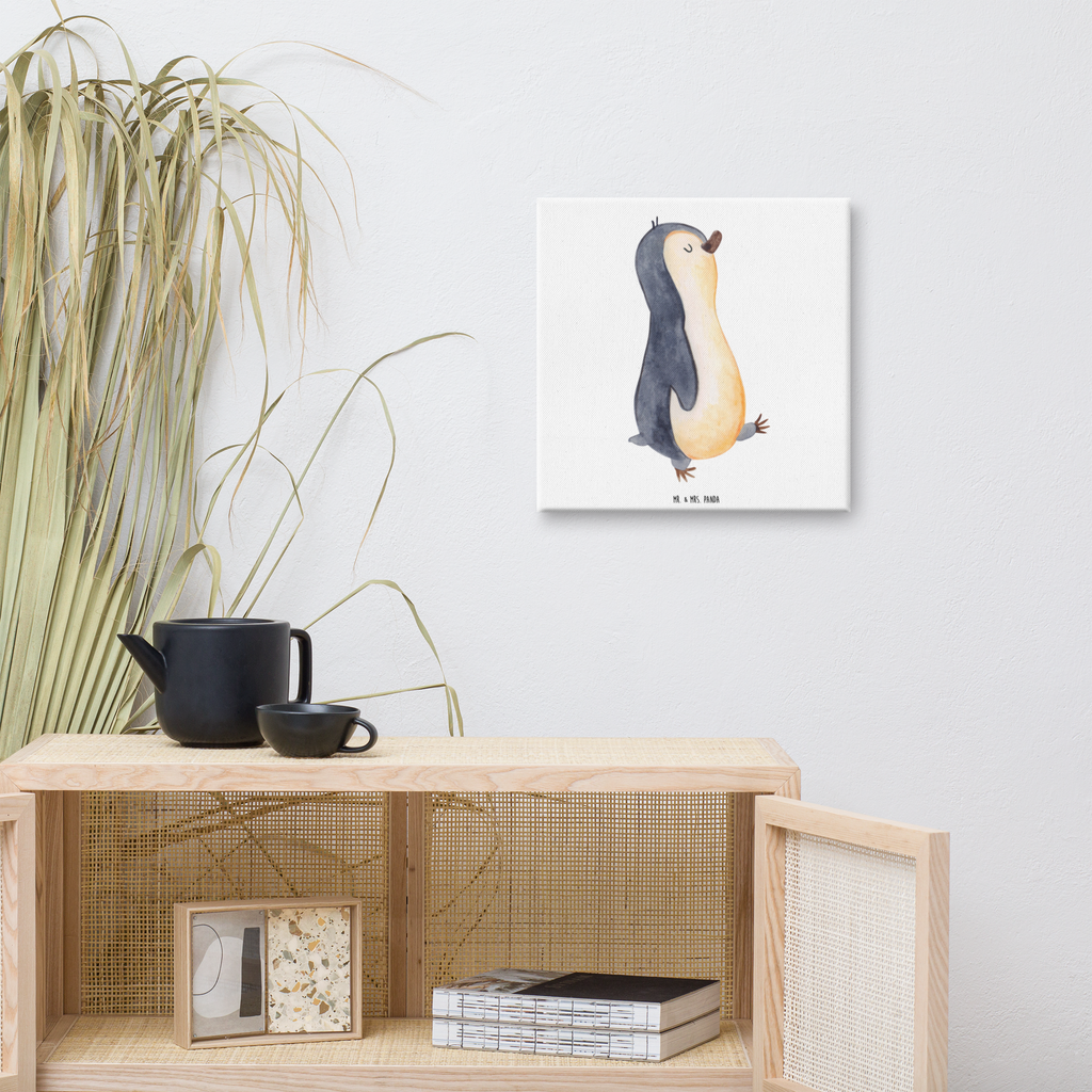 Leinwand Bild Pinguin marschierend Leinwand, Bild, Kunstdruck, Wanddeko, Dekoration, Pinguin, Pinguine, Frühaufsteher, Langschläfer, Bruder, Schwester, Familie